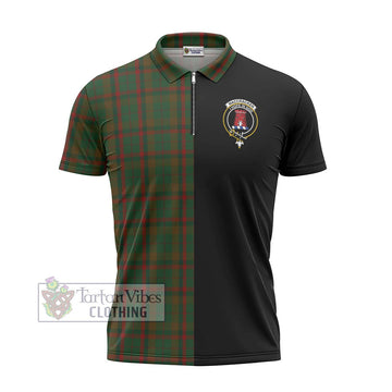 MacCracken Hunting Tartan Zipper Polo Shirt with Family Crest and Half Of Me Style - Tartan Vibes Clothing