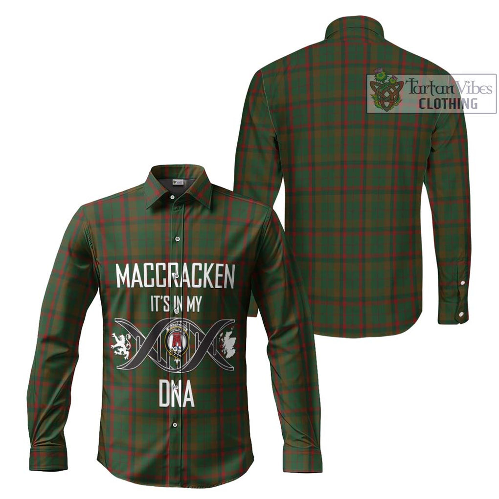 MacCracken Hunting Tartan Long Sleeve Button Shirt with Family Crest DNA In Me Style Men's Shirt - Tartanvibesclothing Shop