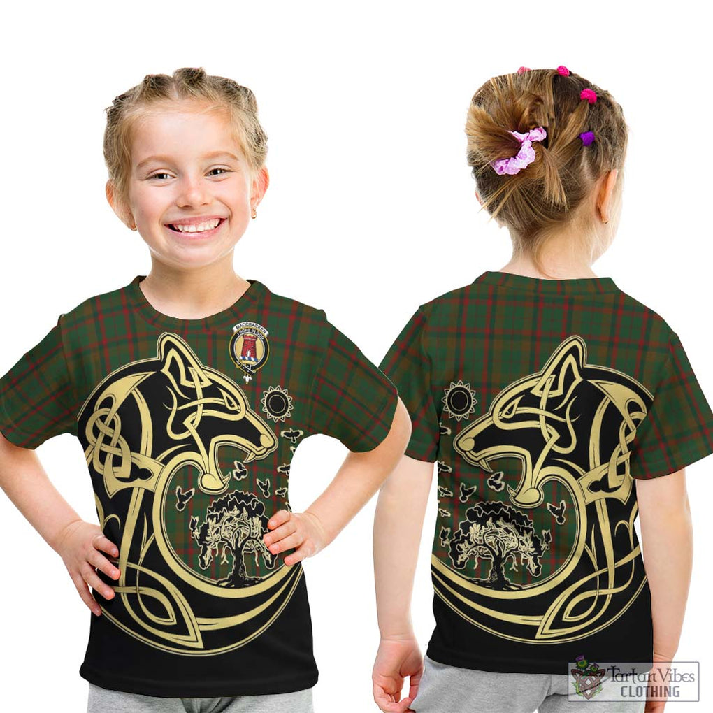 MacCracken Hunting Tartan Kid T-Shirt with Family Crest Celtic Wolf Style - Tartan Vibes Clothing