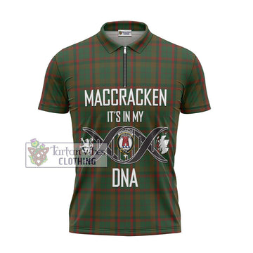 MacCracken Hunting Tartan Zipper Polo Shirt with Family Crest DNA In Me Style - Tartan Vibes Clothing