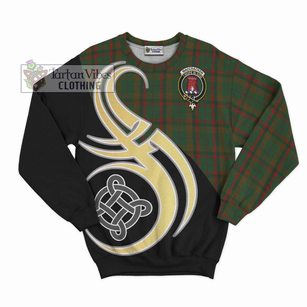 MacCracken Hunting Tartan Sweatshirt with Family Crest and Celtic Symbol Style - Tartan Vibes Clothing