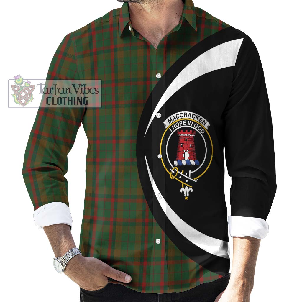MacCracken Hunting Tartan Long Sleeve Button Up with Family Crest Circle Style - Tartan Vibes Clothing
