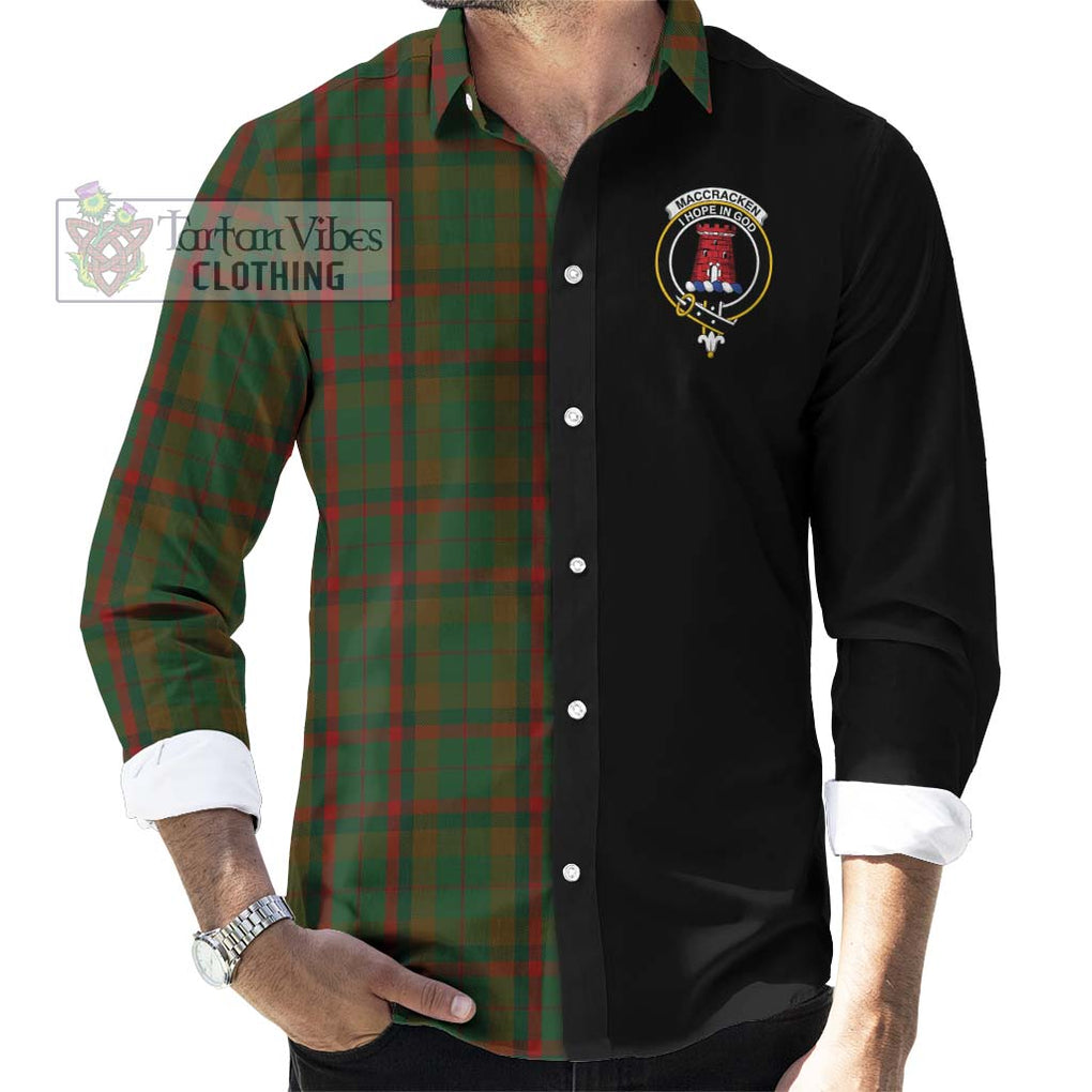 MacCracken Hunting Tartan Long Sleeve Button Shirt with Family Crest and Half Of Me Style - Tartanvibesclothing Shop