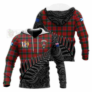 Tartan Vibes Clothing MacCracken (McCracken) Crest Tartan Knitted Hoodie with New Zealand Silver Fern Half Style