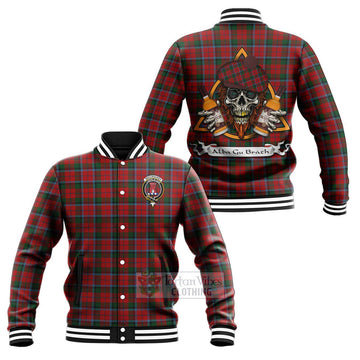 MacCracken (McCracken) Tartan Baseball Jacket with Family Crest and Bearded Skull Holding Bottles of Whiskey Unisex - Tartan Vibes Clothing