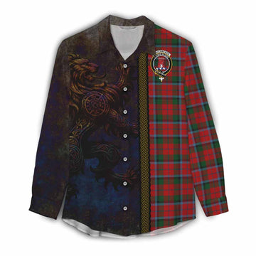MacCracken (McCracken) Tartan Family Crest Women's Casual Shirt Alba Gu Brath Be Brave Lion Ancient Style Female - Tartan Vibes Clothing