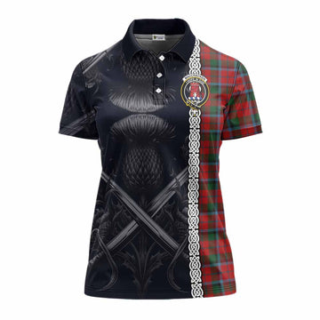 MacCracken (McCracken) Tartan Women's Polo Shirt with Family Crest Cross Sword Thistle Celtic Vibes Women - Tartan Vibes Clothing