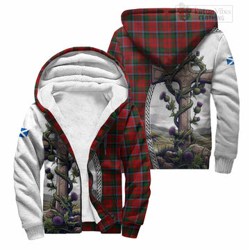 MacCracken (McCracken) Tartan Sherpa Hoodie with Family Crest and St. Andrew's Cross Accented by Thistle Vines Unisex S - Tartan Vibes Clothing