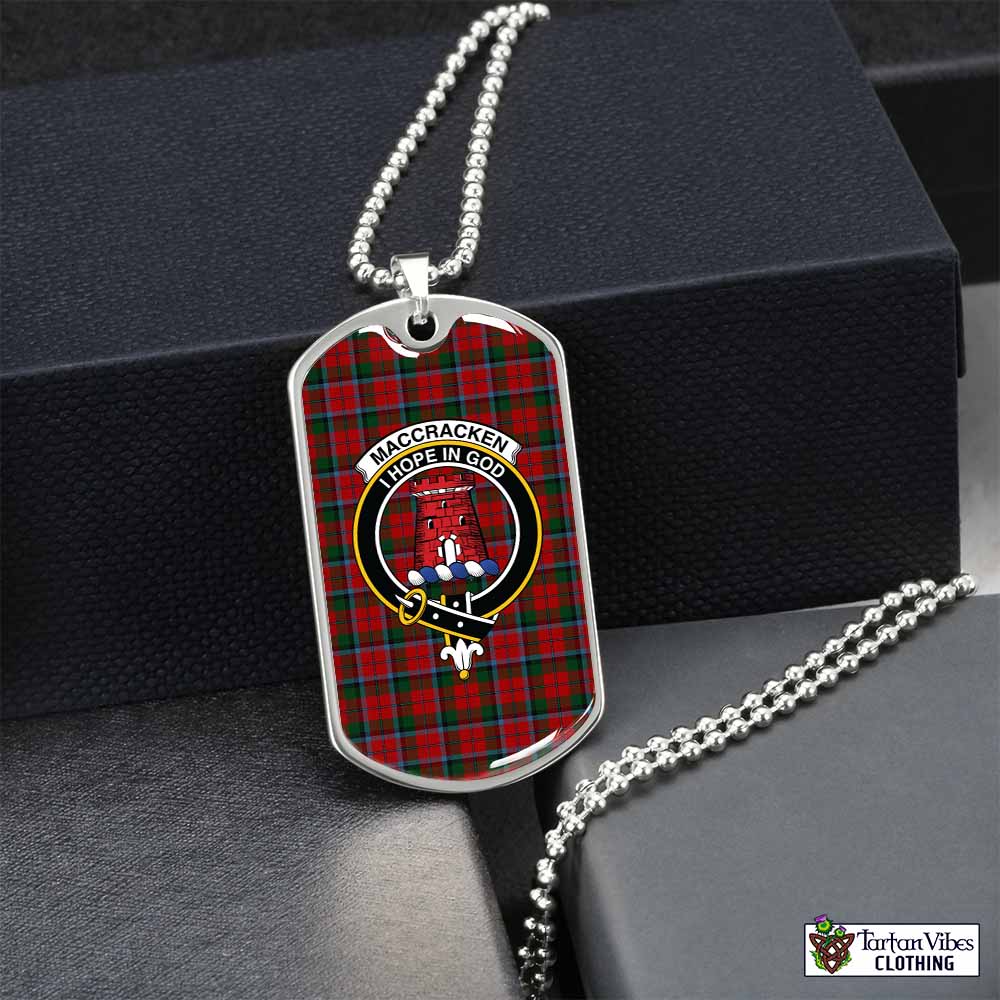 MacCracken (McCracken) Tartan Dog Tag Necklace with Family Crest Silver No - Tartan Vibes Clothing