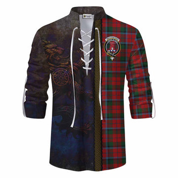 MacCracken (McCracken) Tartan Family Crest Ghillie Kilt Shirt Alba Gu Brath Be Brave Lion Ancient Style Men - Tartan Vibes Clothing