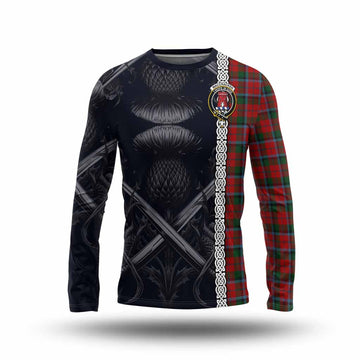 MacCracken (McCracken) Tartan Long Sleeve T-Shirt with Family Crest Cross Sword Thistle Celtic Vibes Unisex - Tartan Vibes Clothing