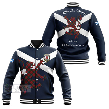 MacCracken (McCracken) Tartan Lion Rampant Baseball Jacket Proudly Display Your Heritage with Alba Gu Brath and Clan Name Unisex - Tartan Vibes Clothing