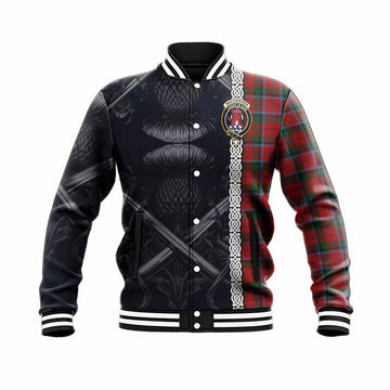 MacCracken (McCracken) Tartan Baseball Jacket with Family Crest Cross Sword Thistle Celtic Vibes Unisex - Tartan Vibes Clothing