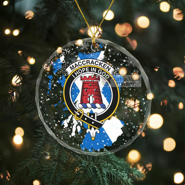 MacCracken (McCracken) Clan Crest Christmas Glass Ornament with Scotland Map Transparent Glass Circle - 2D-tartanvibesclothing