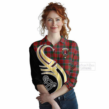 MacCracken (McCracken) Tartan Women's Casual Shirt with Family Crest and Celtic Symbol Style Female - Tartan Vibes Clothing