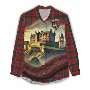 MacCracken (McCracken) Tartan Family Crest Women's Casual Shirt with Scottish Ancient Castle Style Female - Tartan Vibes Clothing