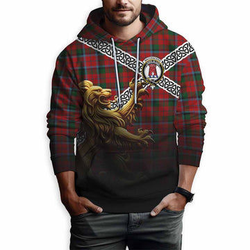Tartan Vibes Clothing MacCracken (McCracken) Crest Tartan Hoodie with Golden Lion Emblem Celtic Style