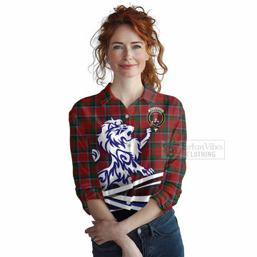 MacCracken (McCracken) Tartan Women's Casual Shirt with Alba Gu Brath Regal Lion Emblem Female - Tartan Vibes Clothing