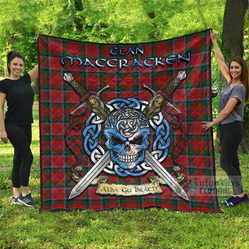 MacCracken (McCracken) Tartan Quilt with Celtic Skull Alba Gu Brath Style Super King Quilt 91" x 110" - Tartan Vibes Clothing