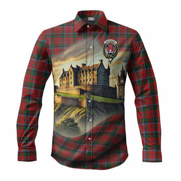 Tartan Vibes Clothing MacCracken (McCracken) Tartan Family Crest Long Sleeve Button Shirt with Scottish Ancient Castle Style