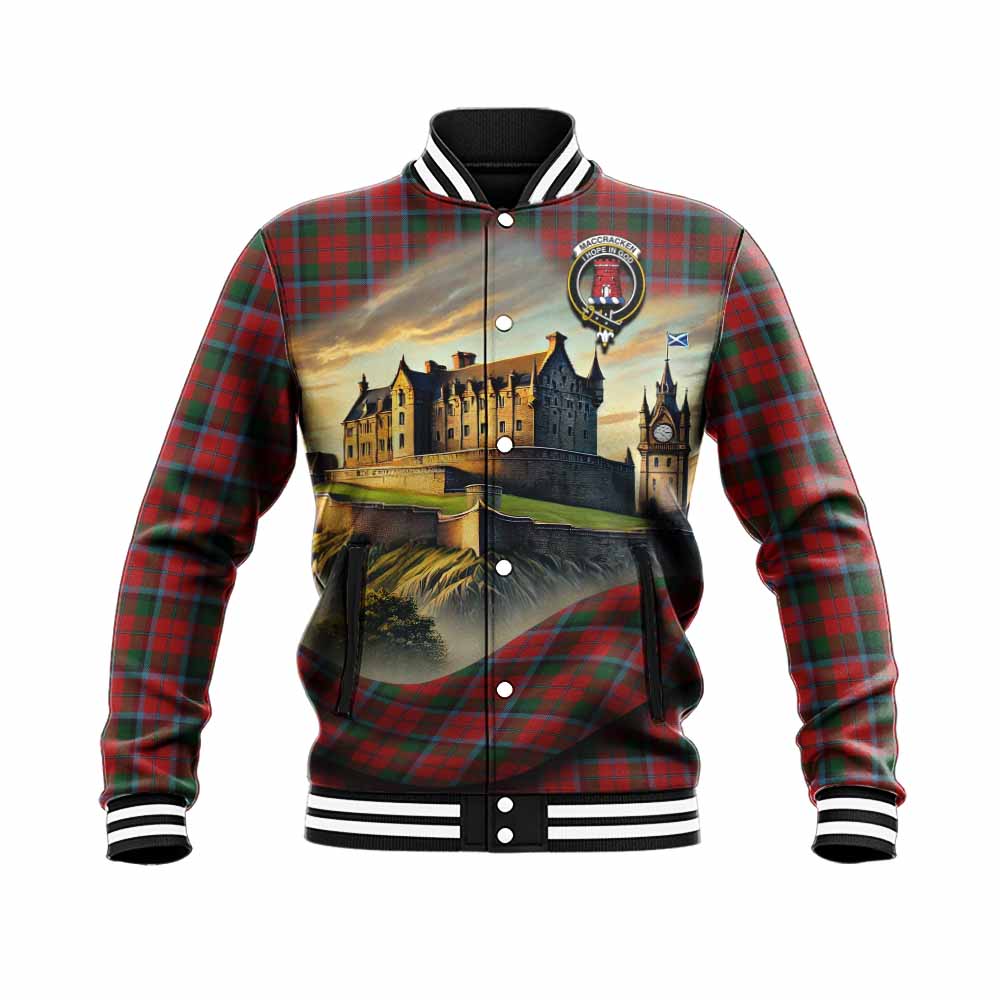 MacCracken (McCracken) Tartan Family Crest Baseball Jacket with Scottish Ancient Castle Style Unisex - Tartan Vibes Clothing