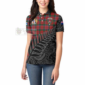MacCracken (McCracken) Crest Tartan Women's Polo Shirt with New Zealand Silver Fern Half Style - Tartan Vibes Clothing