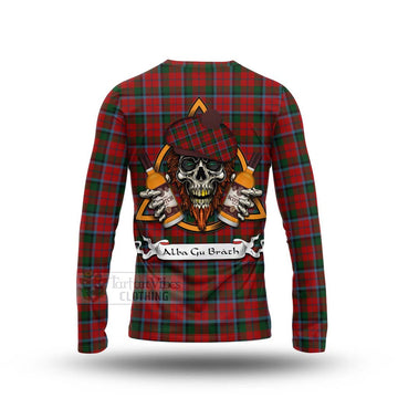 MacCracken (McCracken) Tartan Long Sleeve T-Shirt with Family Crest and Bearded Skull Holding Bottles of Whiskey - Tartan Vibes Clothing