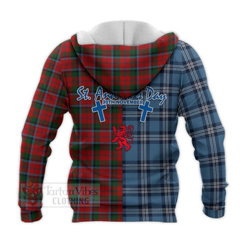 MacCracken (McCracken) Tartan Knitted Hoodie Happy St. Andrew's Day Half Tartan Style - Tartan Vibes Clothing