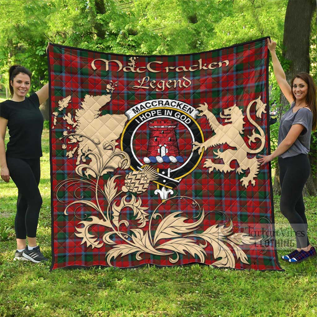 Tartan Vibes Clothing MacCracken (McCracken) Tartan Quilt with Family Crest and Scottish Symbol Style