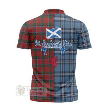 MacCracken (McCracken) Tartan Zipper Polo Shirt Happy St. Andrew's Day Half Tartan Style - Tartan Vibes Clothing