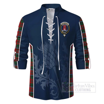 Tartan Vibes Clothing MacCracken (McCracken) Tartan Ghillie Kilt Shirt with Family Crest and Scottish Thistle Vibes Sport Style