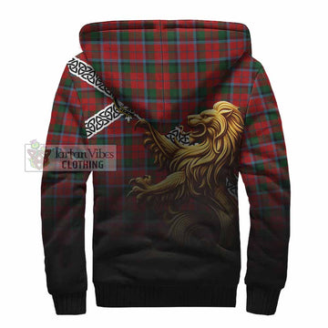 Tartan Vibes Clothing MacCracken (McCracken) Crest Tartan Sherpa Hoodie with Golden Lion Emblem Celtic Style