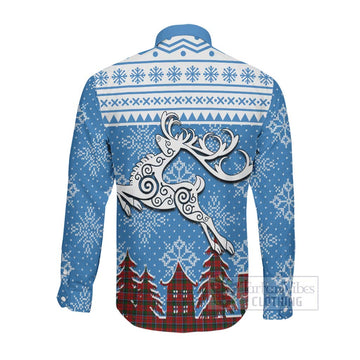 MacCracken (McCracken) Clan Christmas Long Sleeve Button Shirt Celtic Reindeer Style Men's Shirt - Tartan Vibes Clothing