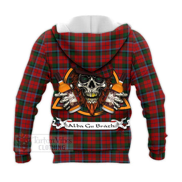 MacCracken (McCracken) Tartan Knitted Hoodie with Family Crest and Bearded Skull Holding Bottles of Whiskey - Tartan Vibes Clothing
