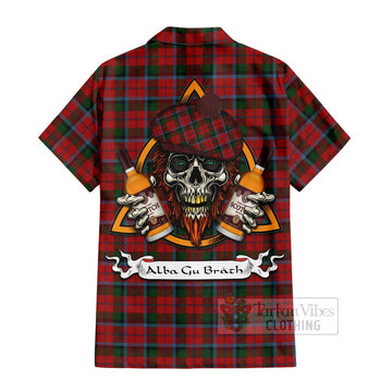 MacCracken (McCracken) Tartan Hawaiian Shirt with Family Crest and Bearded Skull Holding Bottles of Whiskey - Tartan Vibes Clothing