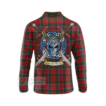 MacCracken (McCracken) Tartan Long Sleeve Polo Shirt with Family Crest Celtic Skull Style - Tartan Vibes Clothing