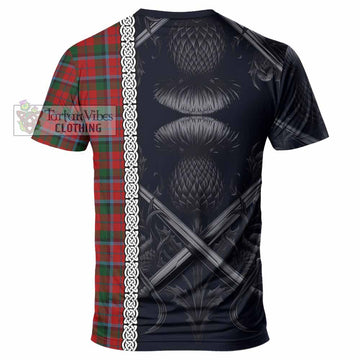 MacCracken (McCracken) Tartan T-Shirt with Family Crest Cross Sword Thistle Celtic Vibes - Tartan Vibes Clothing