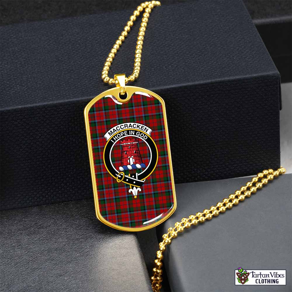 MacCracken (McCracken) Tartan Dog Tag Necklace with Family Crest Gold No - Tartan Vibes Clothing