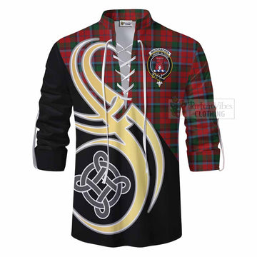 MacCracken (McCracken) Tartan Ghillie Kilt Shirt with Family Crest and Celtic Symbol Style - Tartan Vibes Clothing