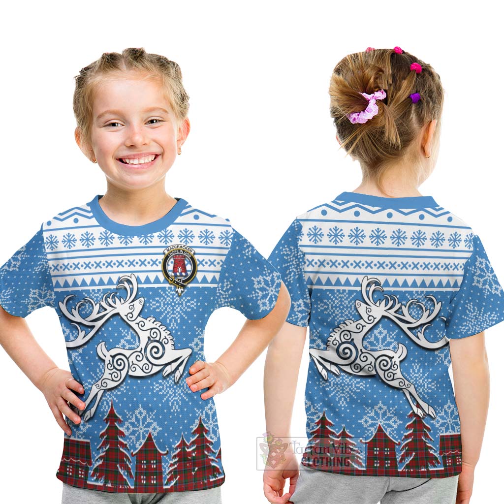 MacCracken (McCracken) Clan Christmas Kid T-Shirt Celtic Reindeer Style - Tartan Vibes Clothing