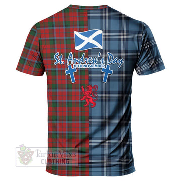 MacCracken (McCracken) Tartan T-Shirt Happy St. Andrew's Day Half Tartan Style - Tartan Vibes Clothing