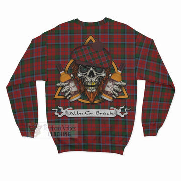 MacCracken (McCracken) Tartan Sweatshirt with Family Crest and Bearded Skull Holding Bottles of Whiskey - Tartan Vibes Clothing