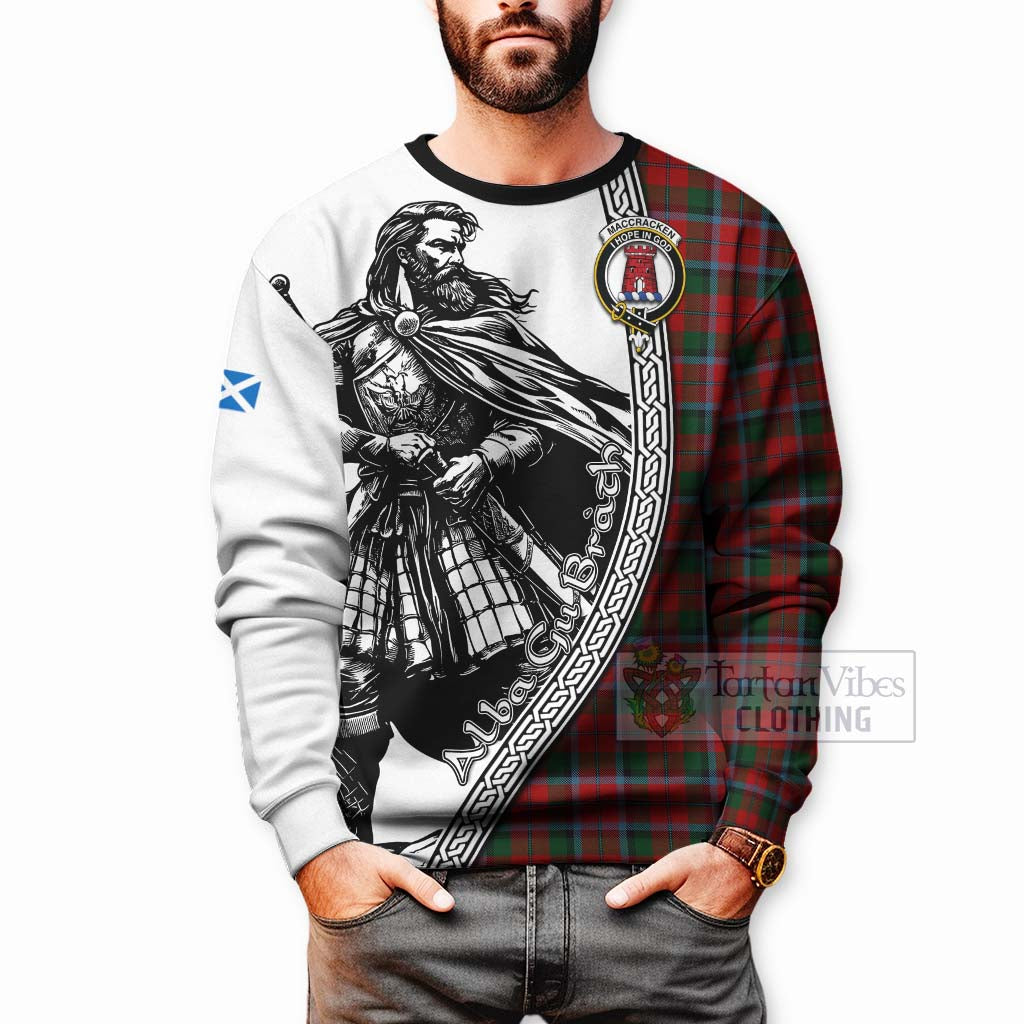 MacCracken (McCracken) Tartan Clan Crest Sweatshirt with Highlander Warrior Celtic Style - Tartan Vibes Clothing