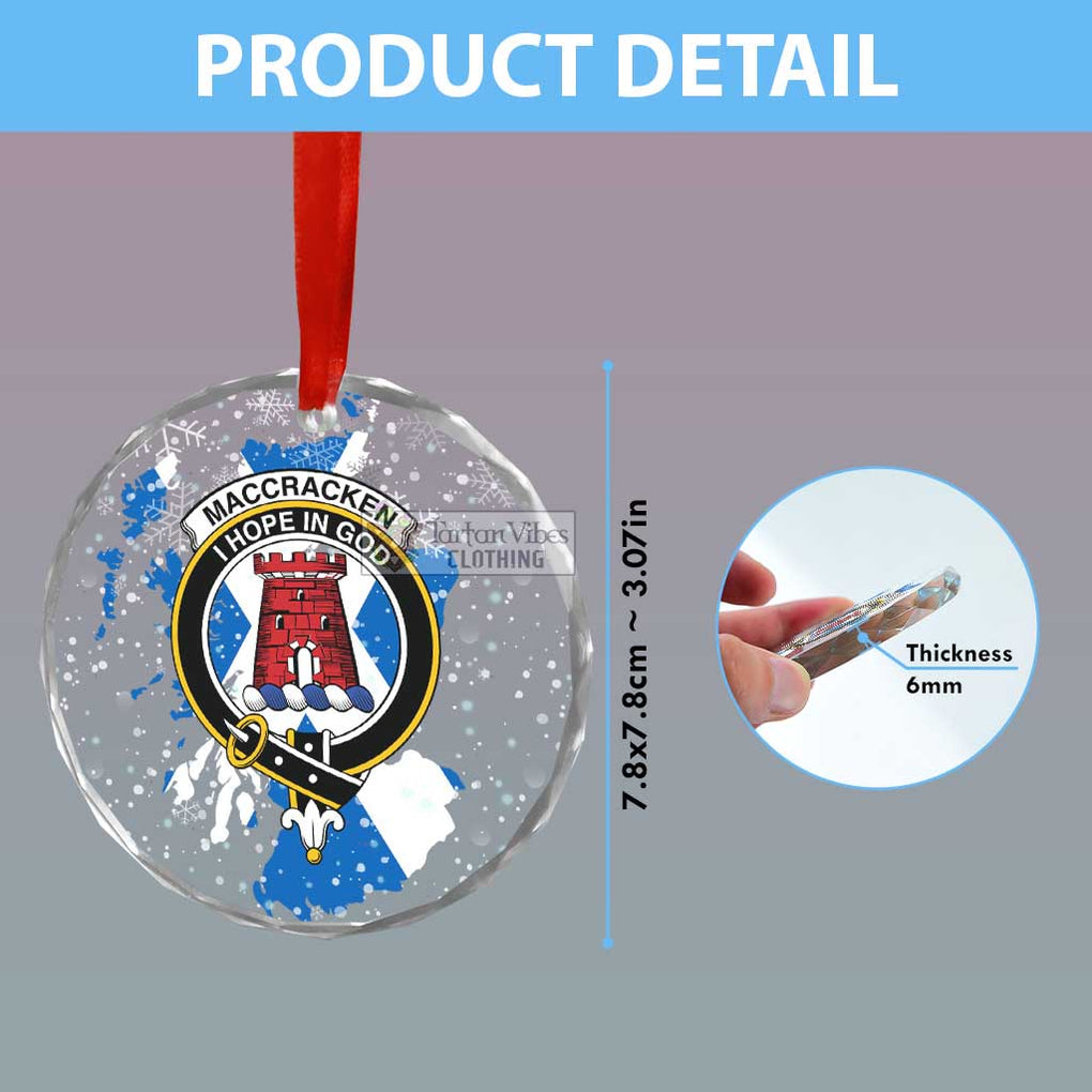 MacCracken (McCracken) Clan Crest Christmas Glass Ornament with Scotland Map - 2D-tartanvibesclothing