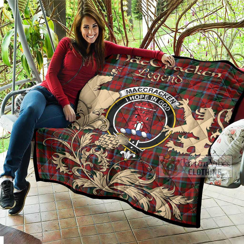 Tartan Vibes Clothing MacCracken (McCracken) Tartan Quilt with Family Crest and Scottish Symbol Style