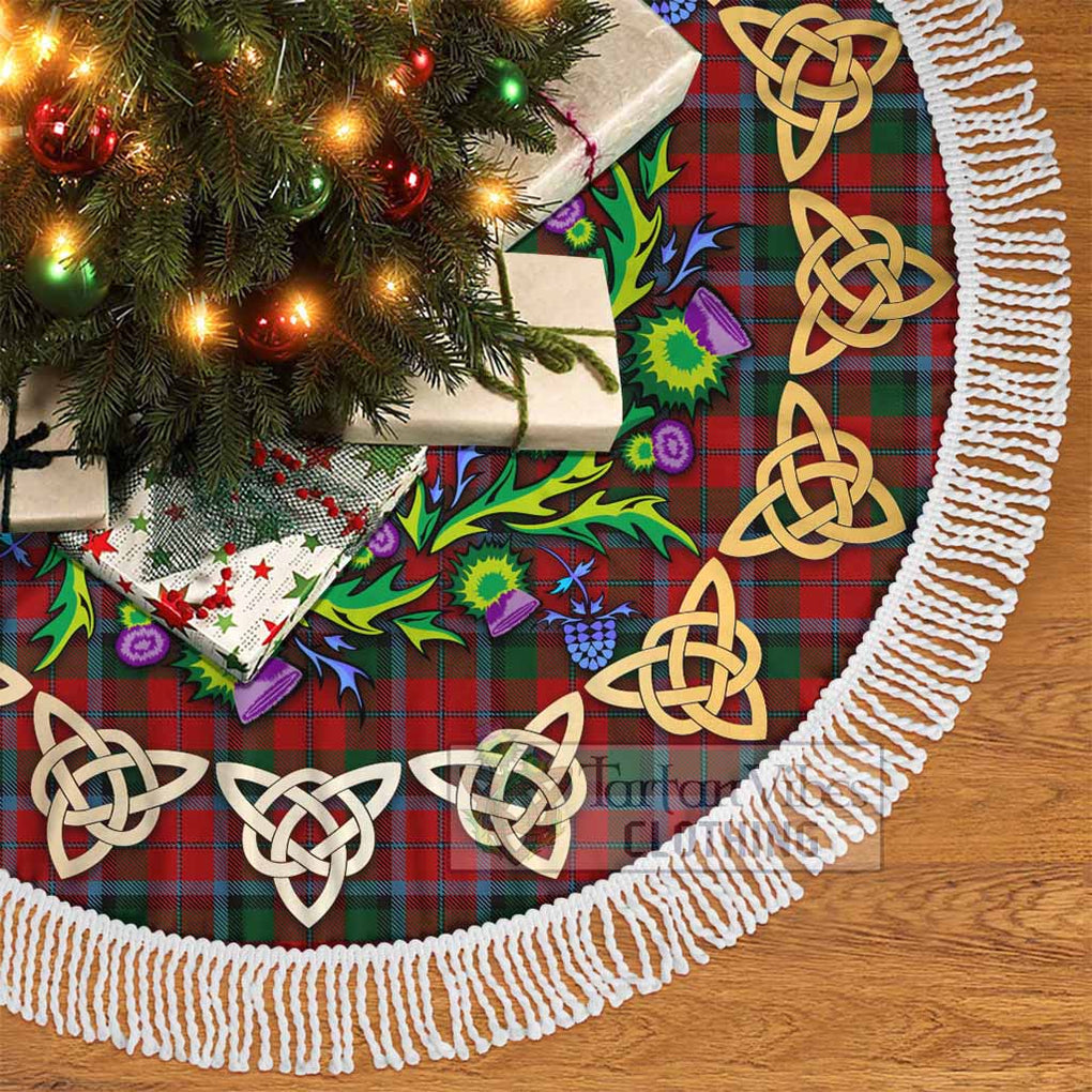 Tartan Vibes Clothing MacCracken (McCracken) Tartan Christmas Tree Skirt with Thistle Celtic Knot Style