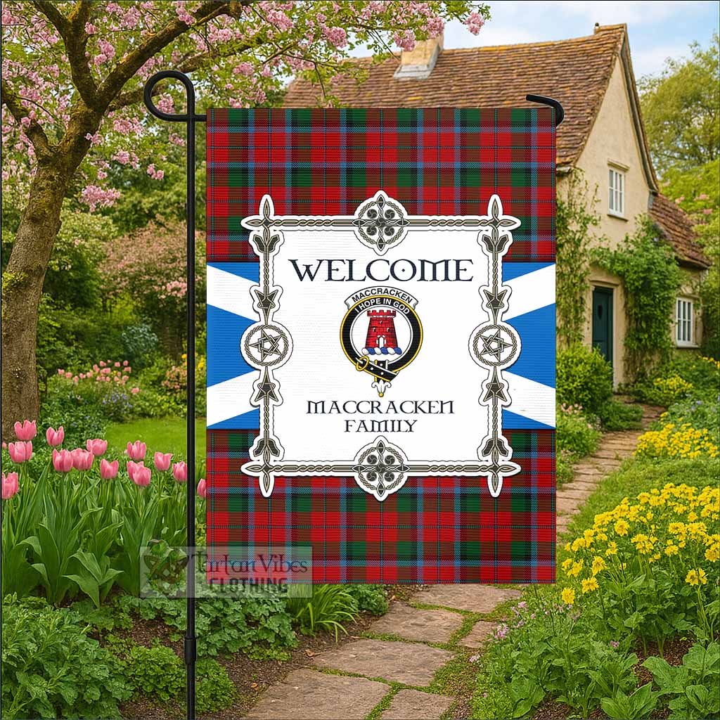 MacCracken (McCracken) Family Crest Tartan Welcome Garden Flag Saltire Harmony Style - Tartan Vibes Clothing