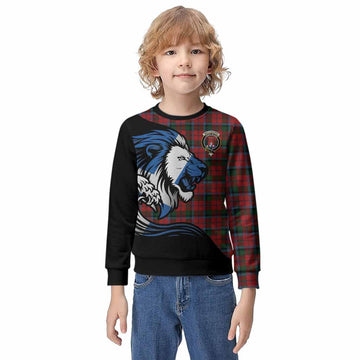 MacCracken (McCracken) Tartan Crest Kid Knitted Sweatshirt Scottish Golden Lions Wave Flow