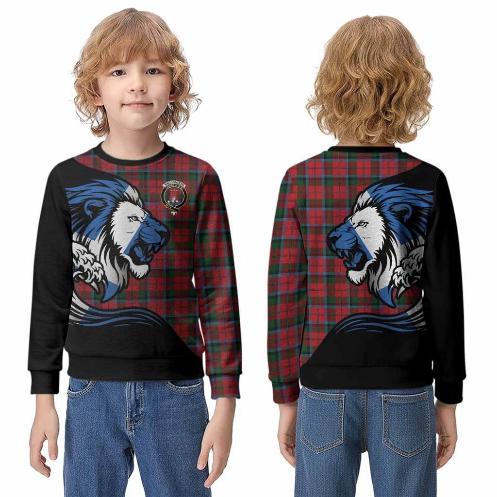 MacCracken (McCracken) Tartan Crest Kid Knitted Sweatshirt Scottish Golden Lions Wave Flow