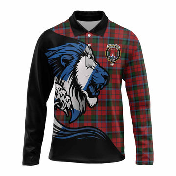 MacCracken (McCracken) Tartan Crest Long Sleeve Polo Shirt Scottish Golden Lions Wave Flow
